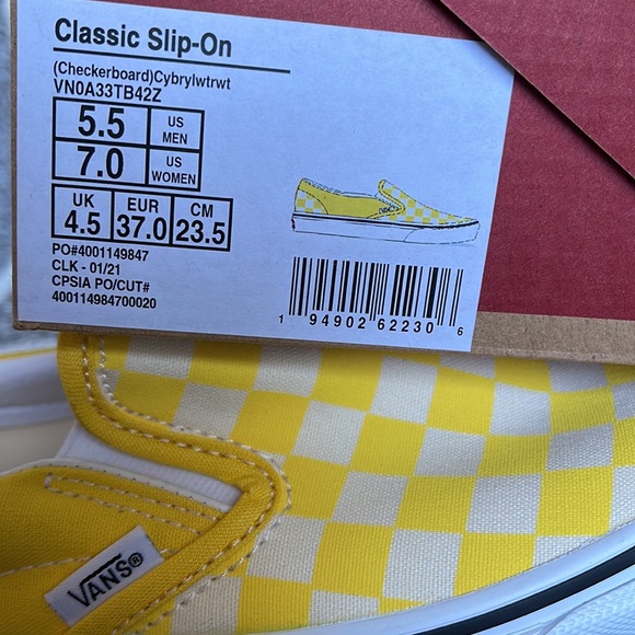 Vans Classic Slip-On Checkerboard Cyber Yellow True White Men’s - Picture 16 of 16